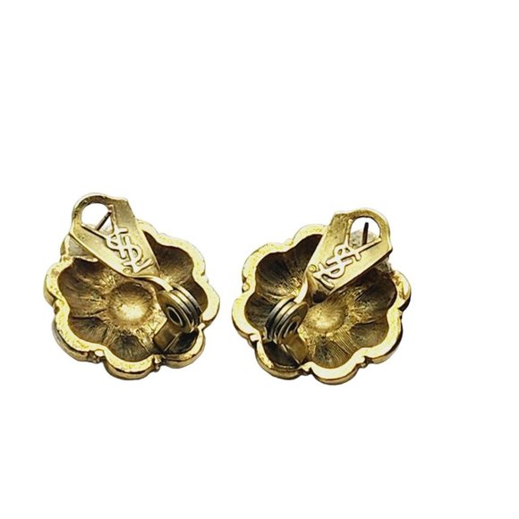 Vintage YSL Textured Pierced Earrings (A2206) - Picture 4 of 5